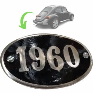 EMBLEMA ANO 1960 ALUMINIO/PRETO